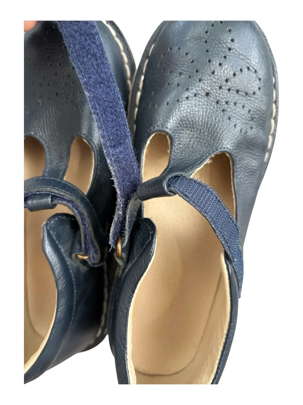 Mini Boden Navy Leather Mary Jane Shoes with Hook-and-Loop Strap 33 US(1.2-2)